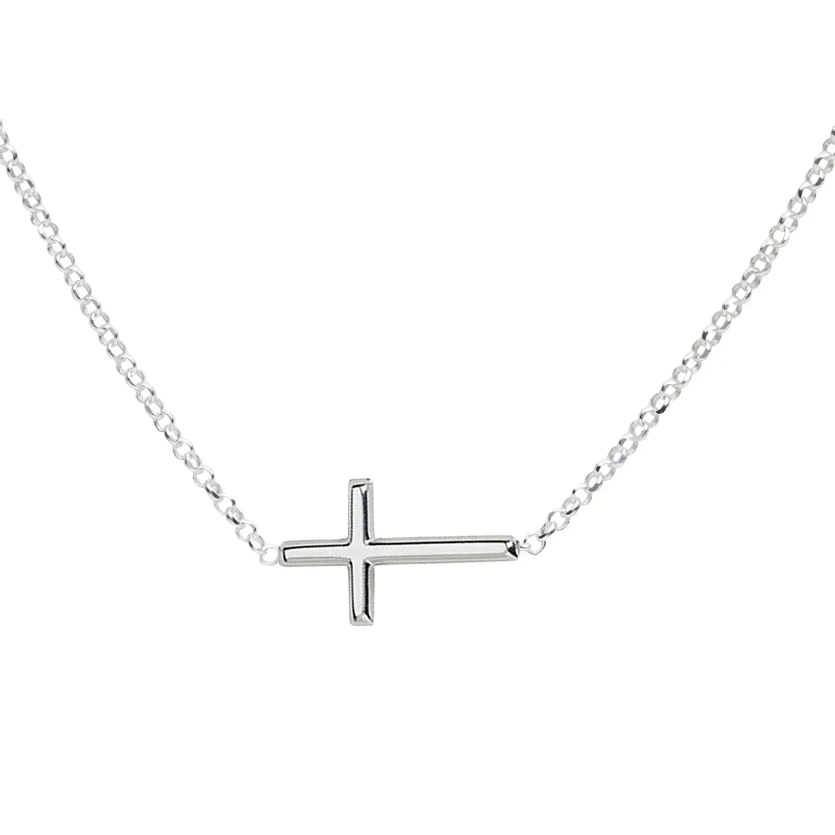 Sterling Silver Children's Horizontal Cross Necklace