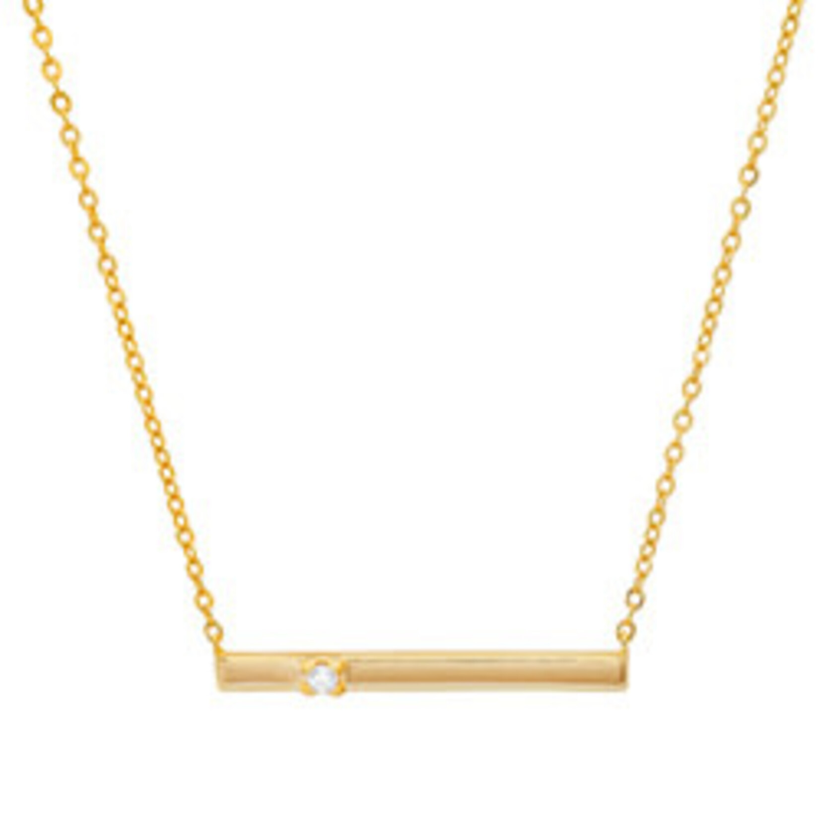 Gold Plated Bar Necklace with CZ