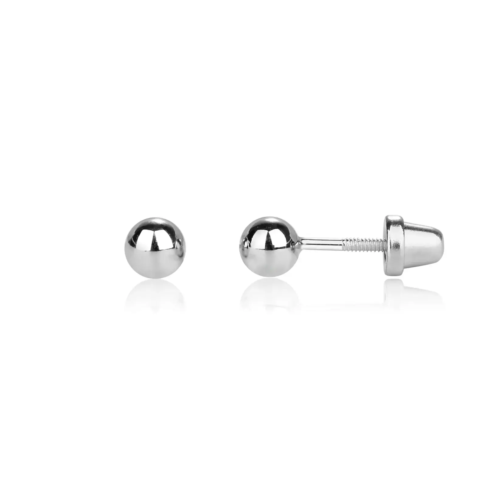 Silver Ball Screw Back Earrings