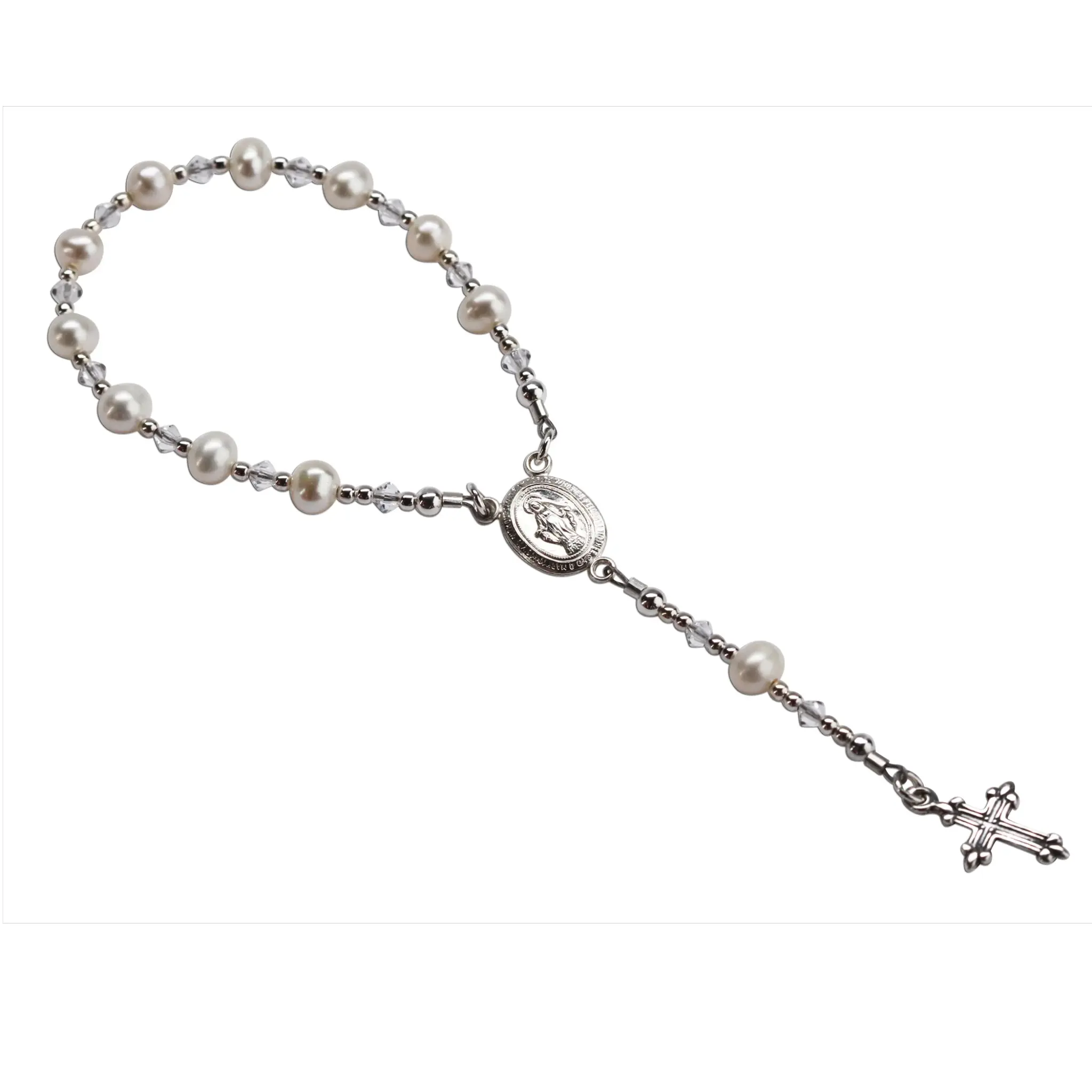 Gold Plated Baby Rosary with White Freshwater Pearls