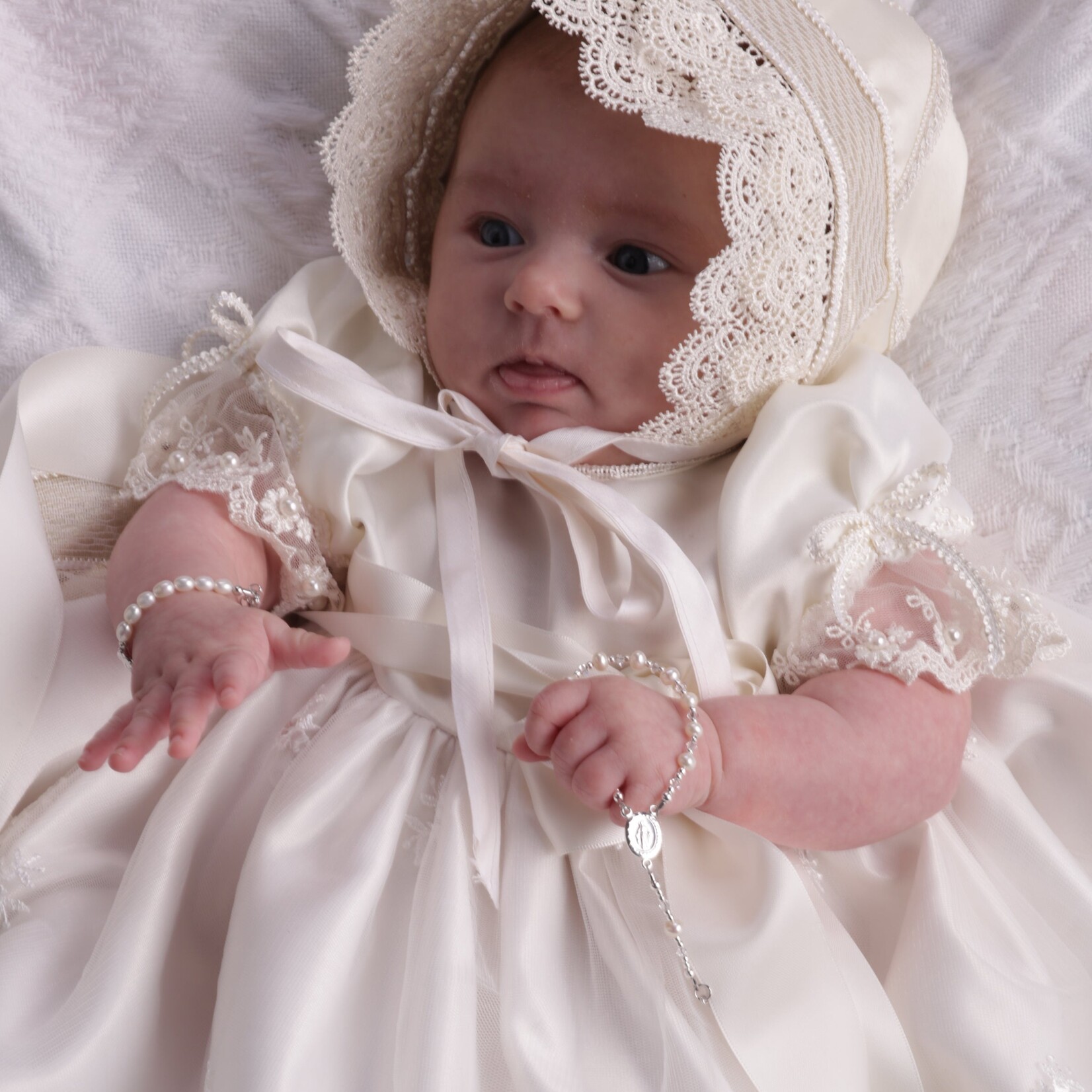 Gold Plated Baby Rosary with White Freshwater Pearls