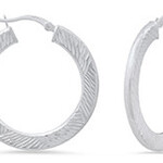 Sterling Silver 30mm Diamond Cut Hoop Earrings