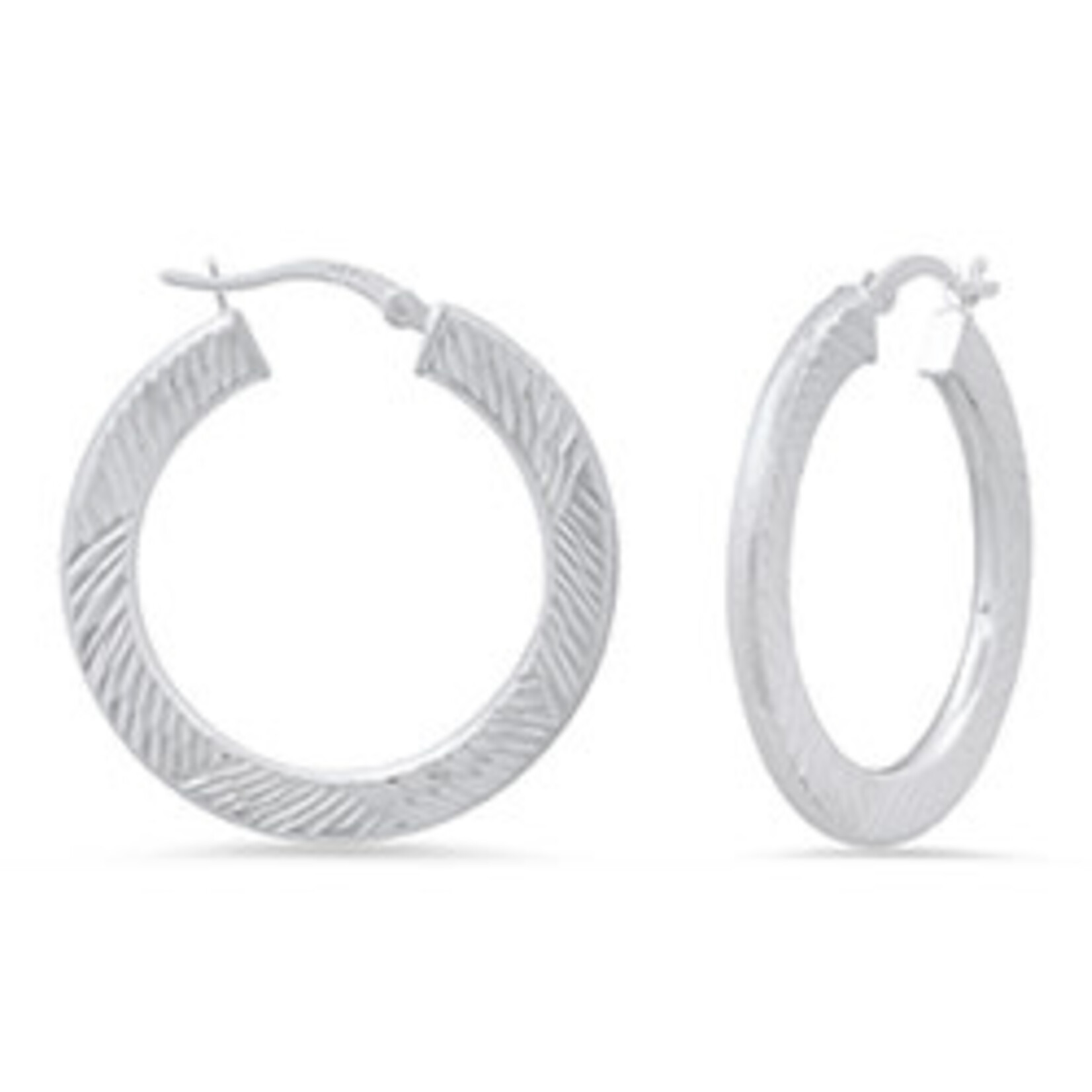 Sterling Silver 30mm Diamond Cut Hoop Earrings