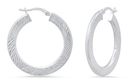 Sterling Silver 30mm Diamond Cut Hoop Earrings