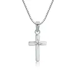 Sterling Silver Cross Necklace with Diamond