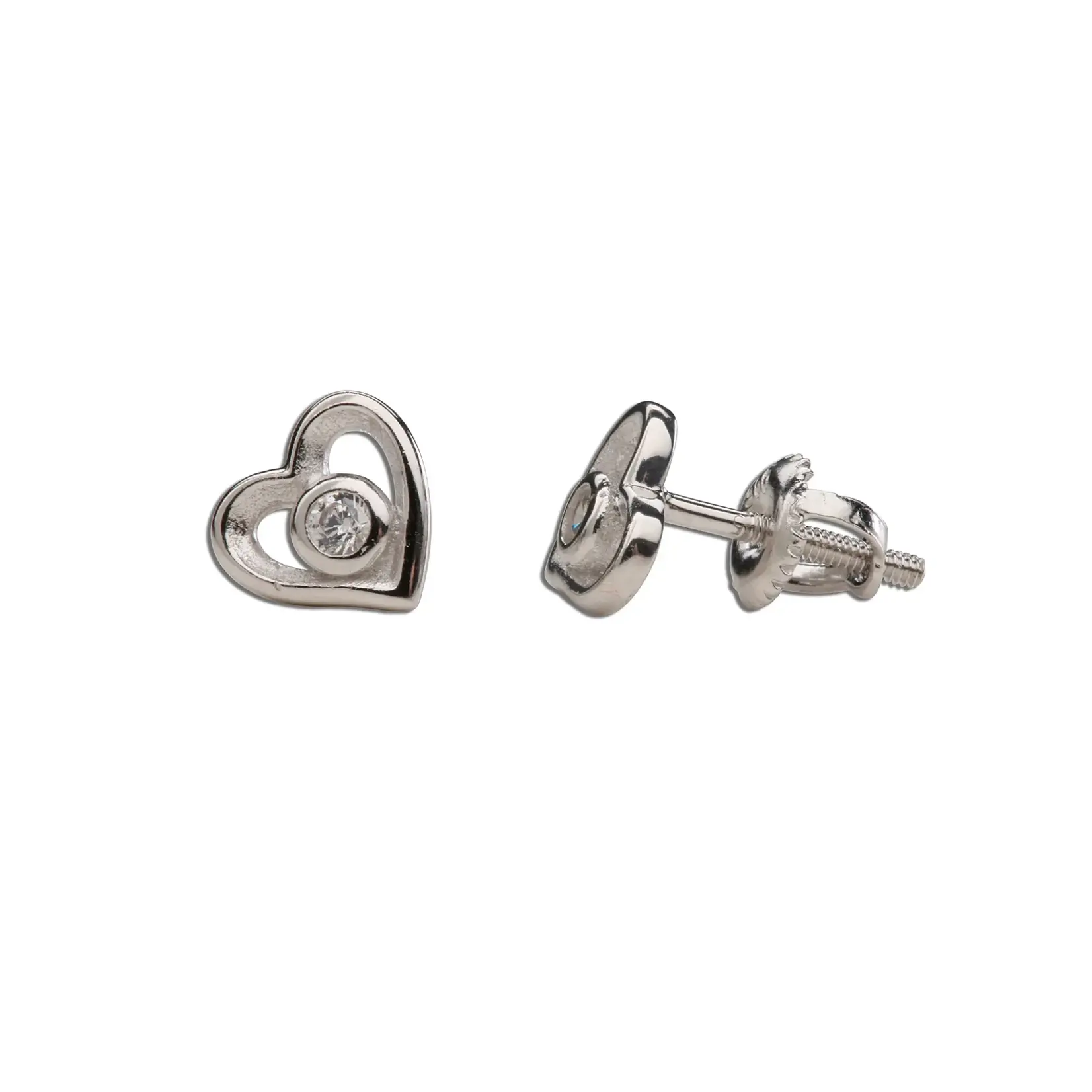 Sterling Silver Heart Earrings with CZ