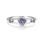 Sterling Silver Heart Birthstone Ring- June