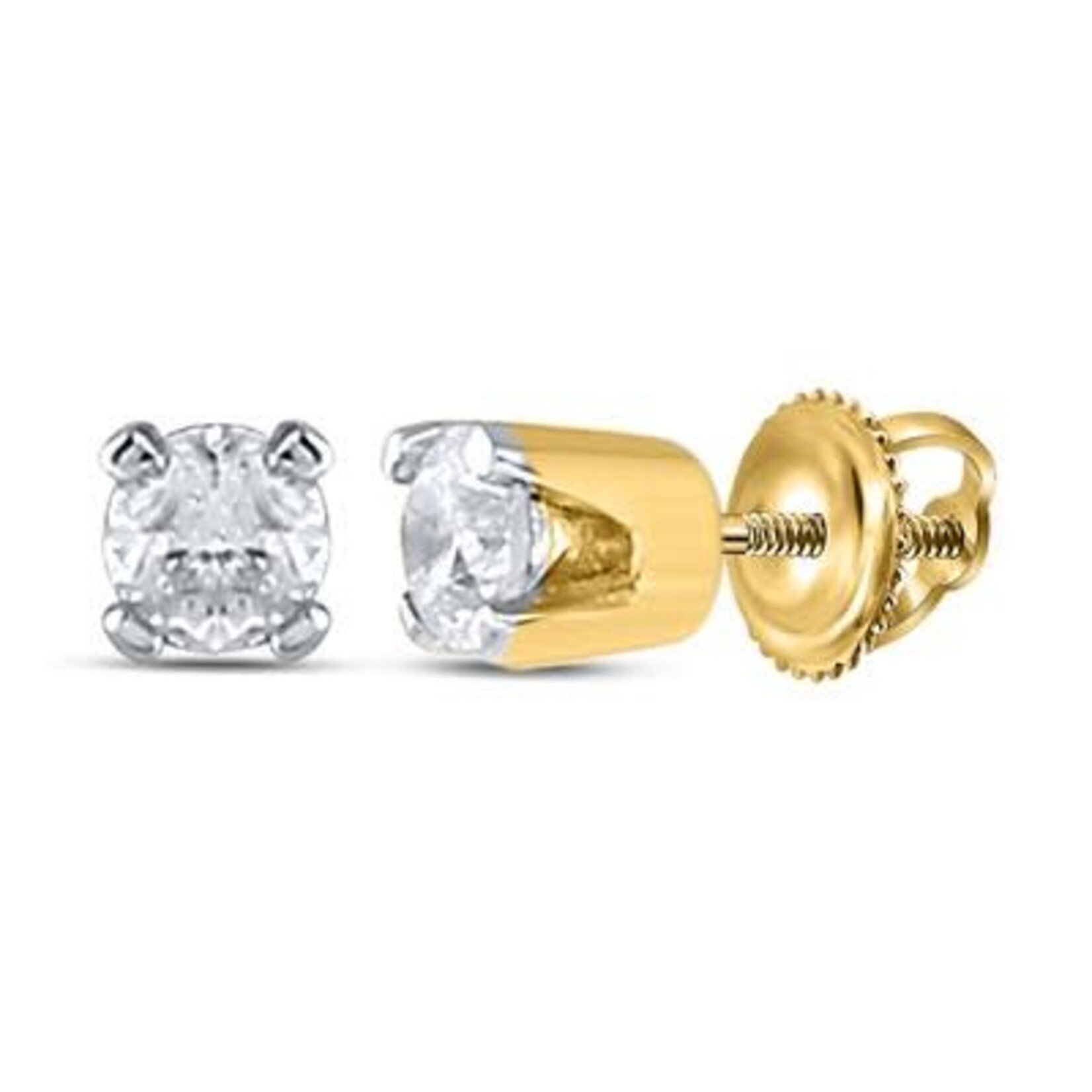 14K Yellow Gold Diamond Screw Back Studs - 0.05ctw