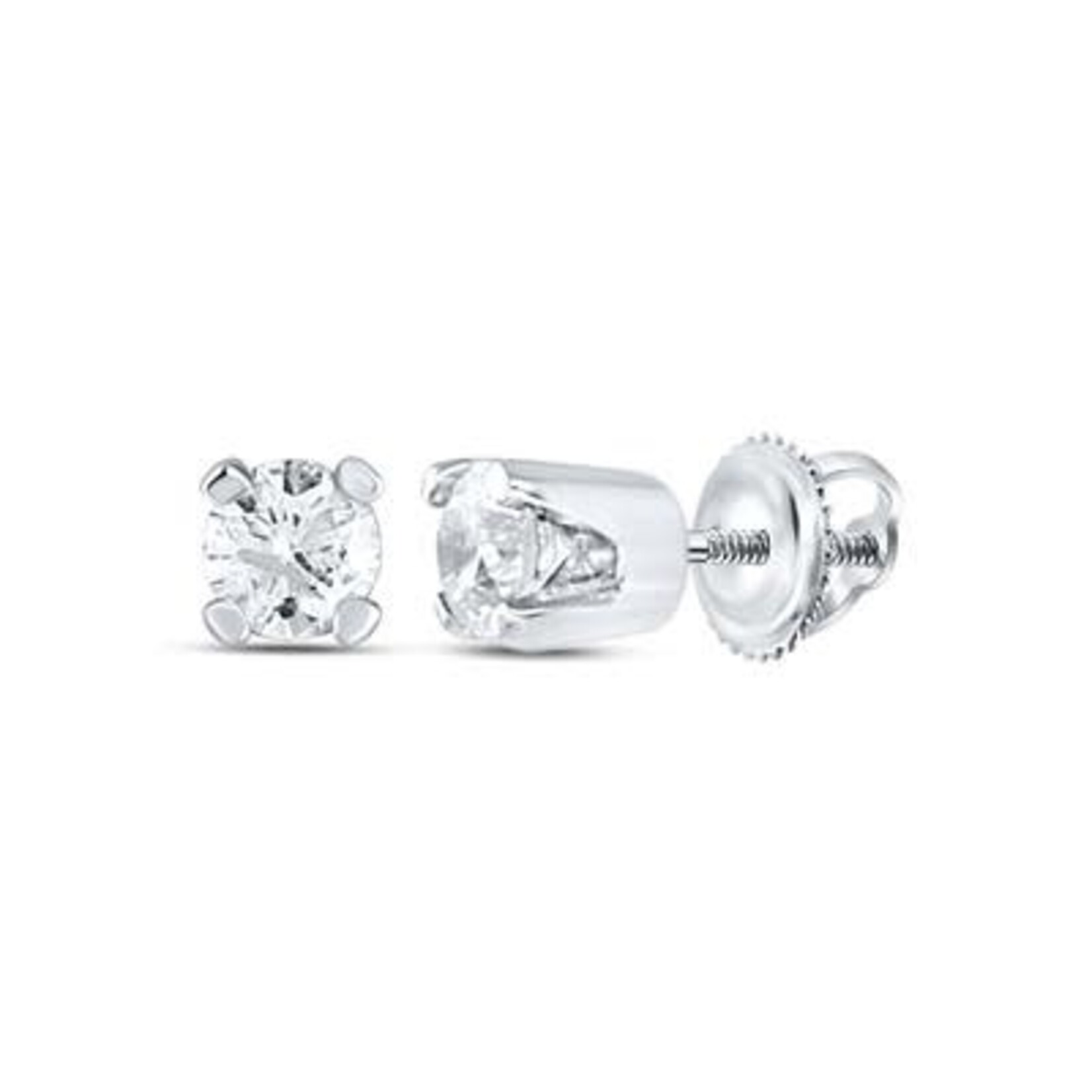 14K White Gold Diamond Screw Back Earrings