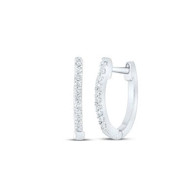 10K White Gold Diamond Hoop Earrings