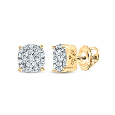 10K Yellow Gold Diamond Cluster Earrings