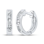 10K White Gold Diamond Huggie Earrings