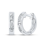 10K White Gold Diamond Huggie Earrings