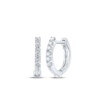 10K White Gold Diamond Hoop Earrings
