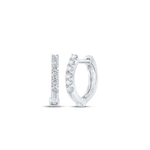 10K White Gold Diamond Hoop Earrings