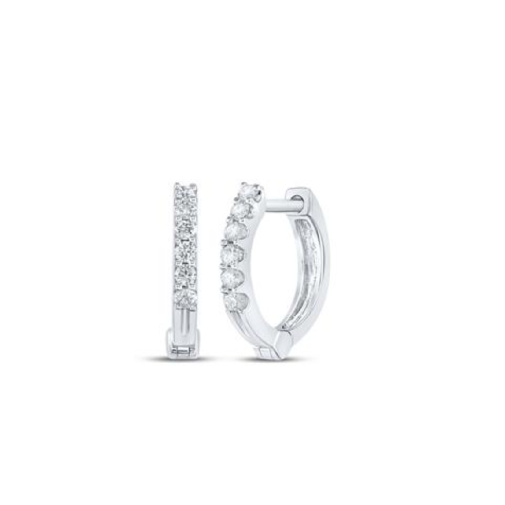 10K White Gold Diamond Hoop Earrings