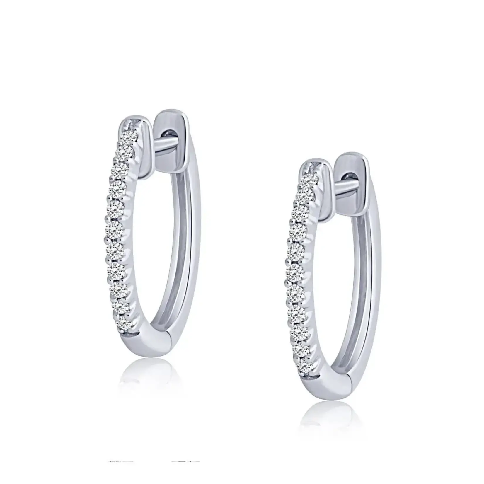10K White Gold Diamond Hoop Earrings