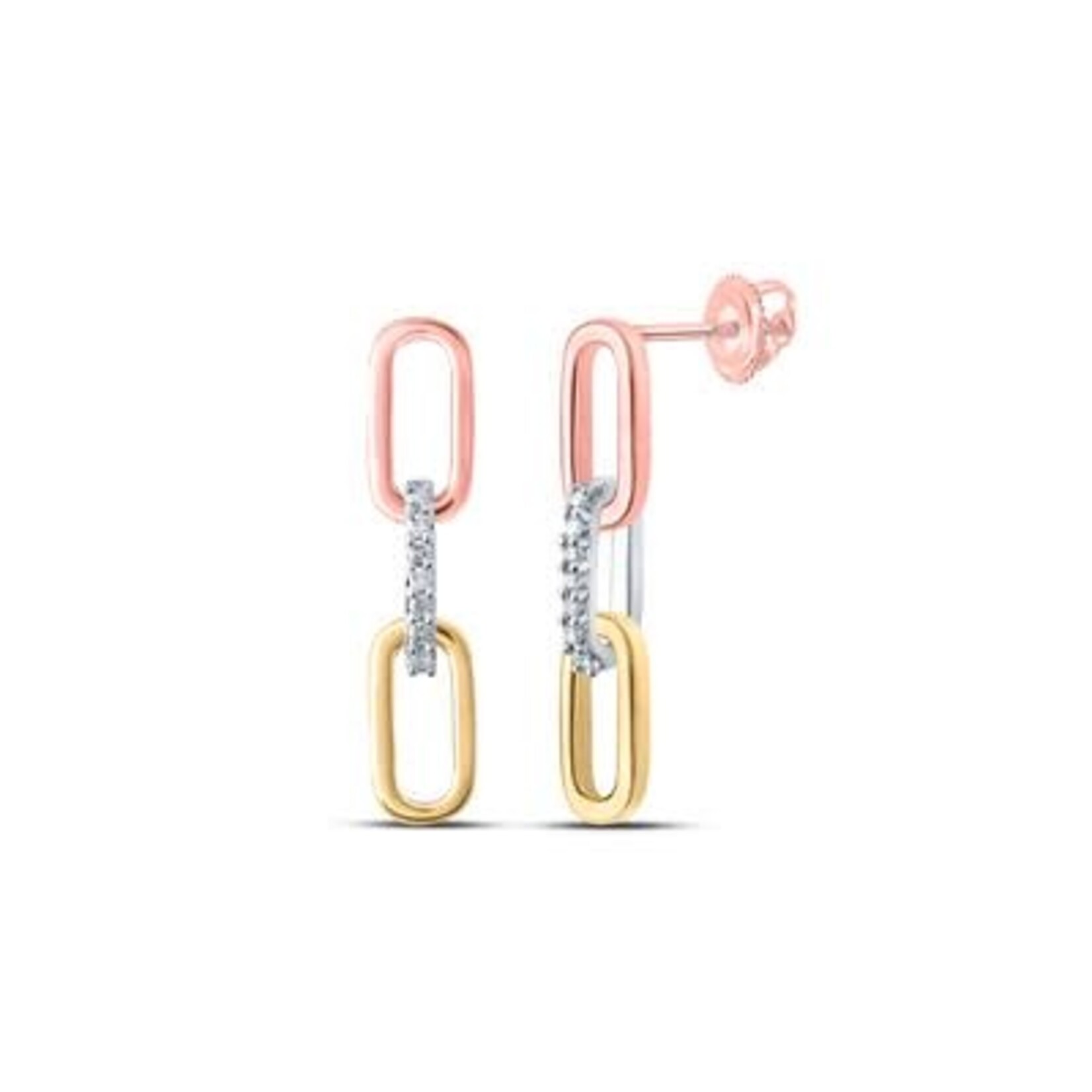 10K Tri-Tone Diamond  Earrings