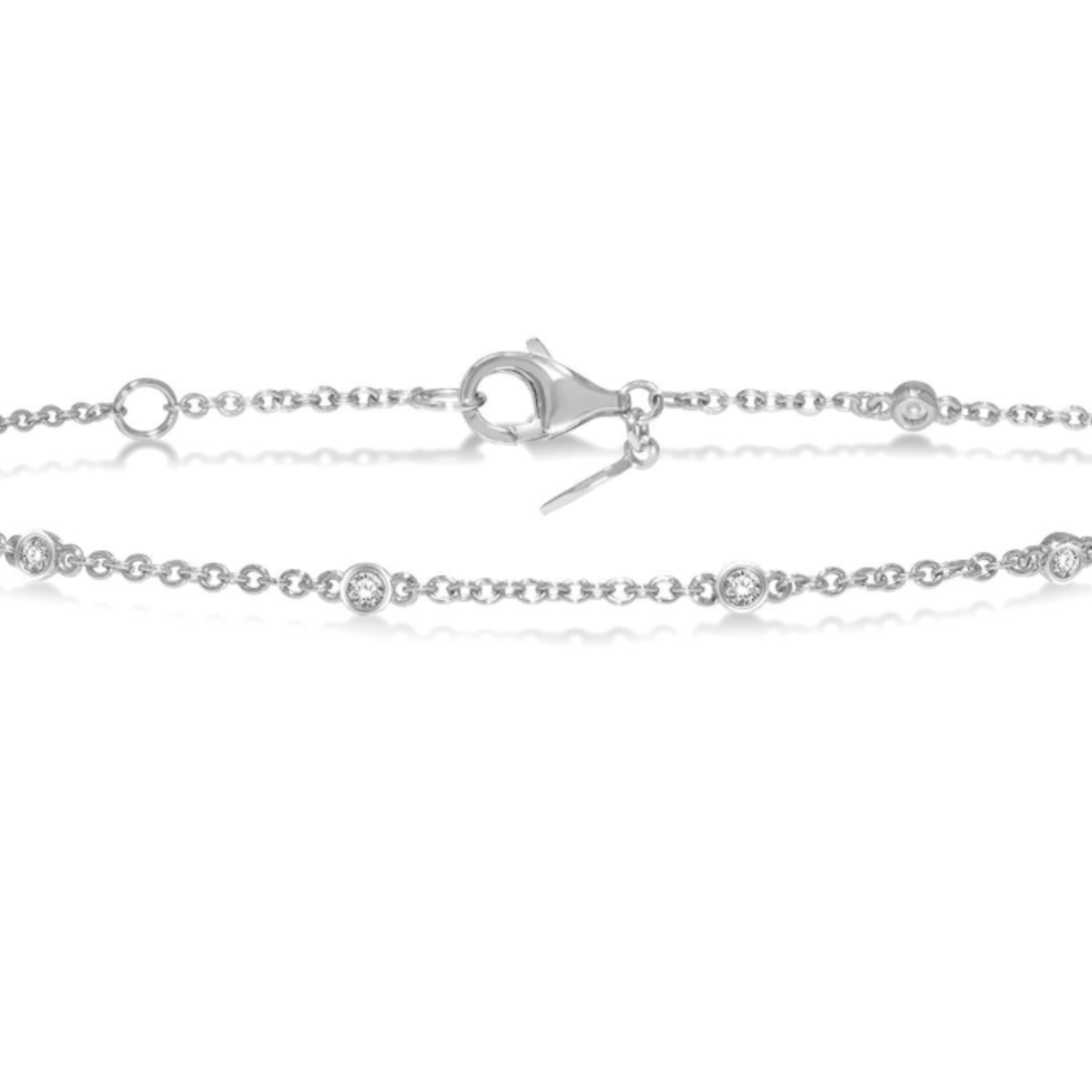 10K White Gold Diamond Station Bracelet