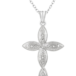 .02ctw Round Cut Diamond Infinity Cross Pendant in Sterling Silver with Chain