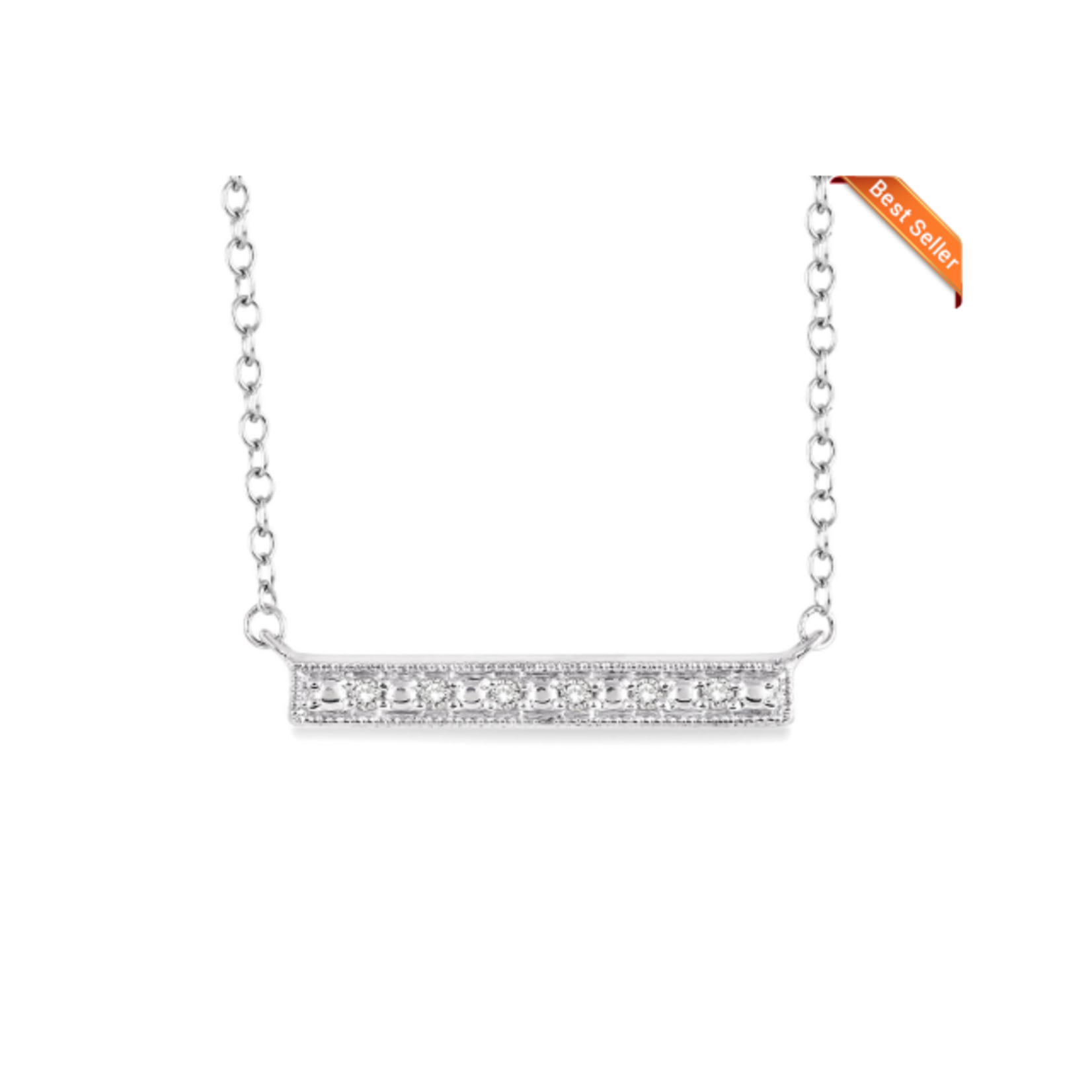 Sterling Silver Diamond Bar Necklace