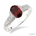 Sterling Silver Garnet & Diamond Ring