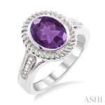 Sterling Silver Amethyst & Diamond Ring