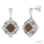 Sterling Silver Brown Diamond Earrings