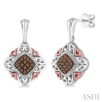 Sterling Silver Brown Diamond Earrings