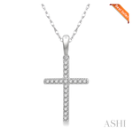 10k White Gold Small Diamond Cross with Chain