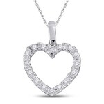 14K White Gold Diamond Heart Pendant