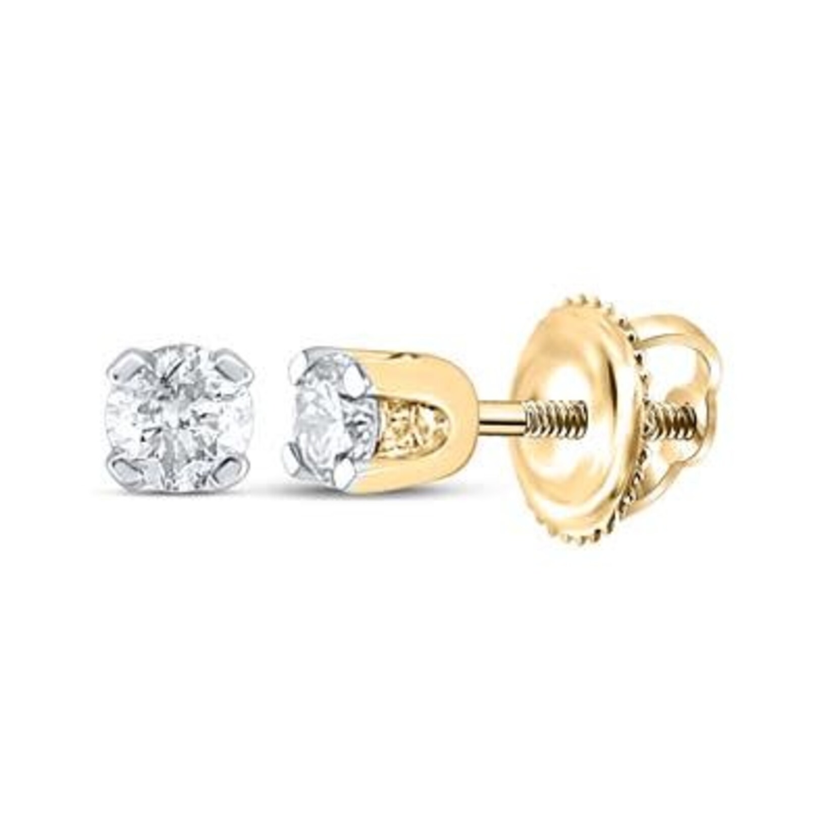 10K Yellow Gold Round Diamond Studs