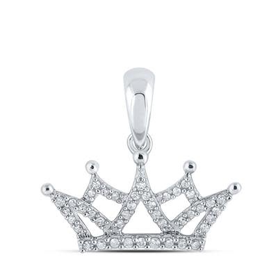 10K White Gold Diamond Crown Pendant