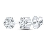 10K White Gold Diamond Flower Earrings