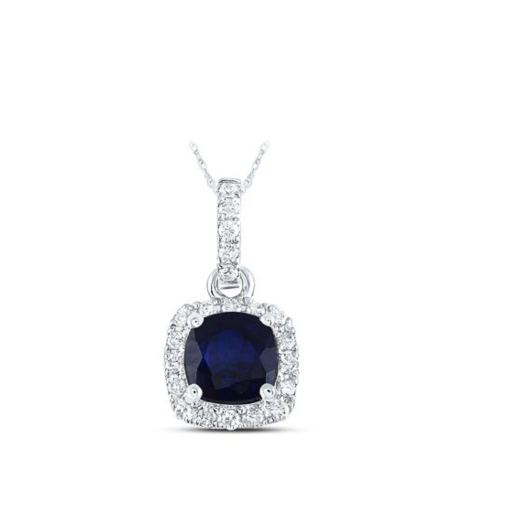 14k White Gold Sapphire & Diamond Pendant