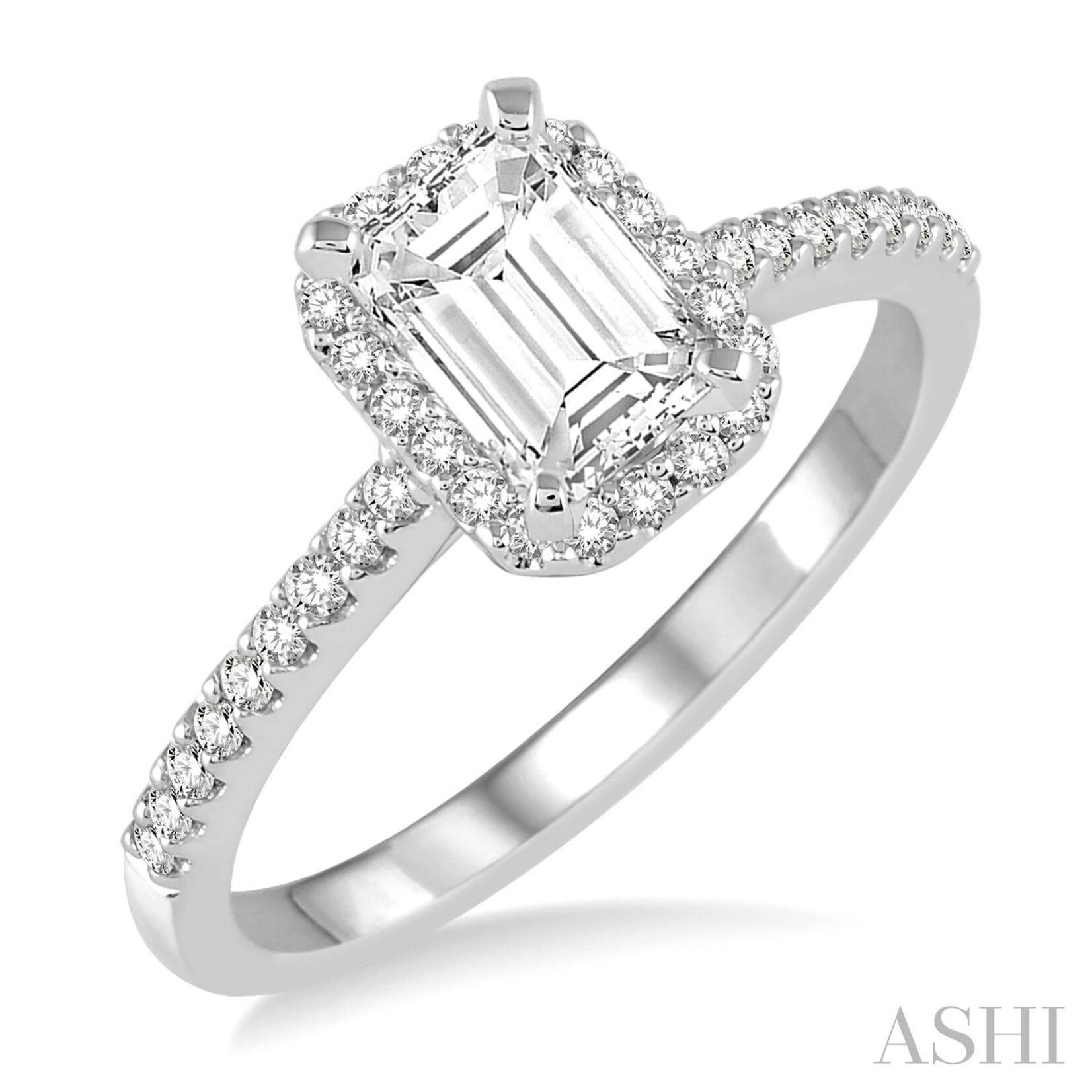 14k White Gold Diamond Halo Engagement Ring