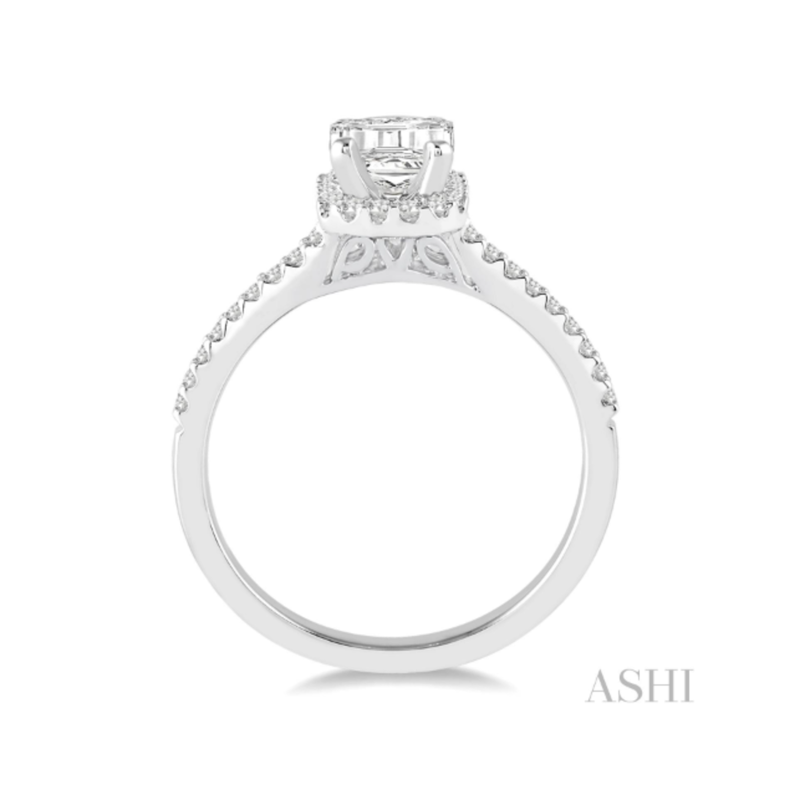 14k White Gold Diamond Halo Engagement Ring
