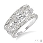 14k White Gold Diamond Wedding 3 Ring Set