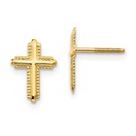 14k Yellow Gold Cross Screw Post Earrings