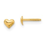 14k Yellow Gold Small Heart Screw Post Earrings