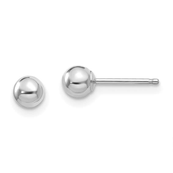 14k White Gold Polished 4mm Ball Post Earrings