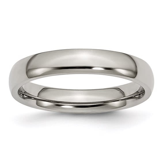 Titanium Polished 4mm Half Round Band - Size 11