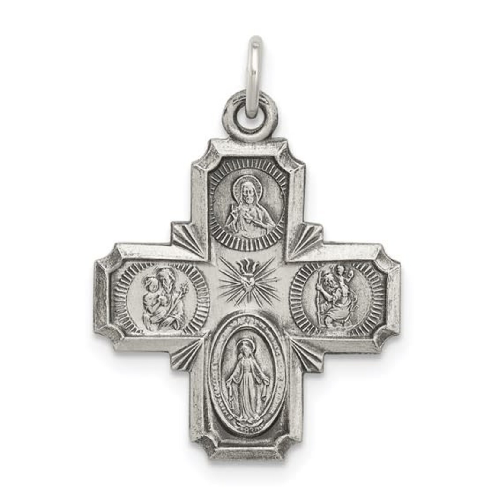 Sterling Silver Antiqued 4-way Medal