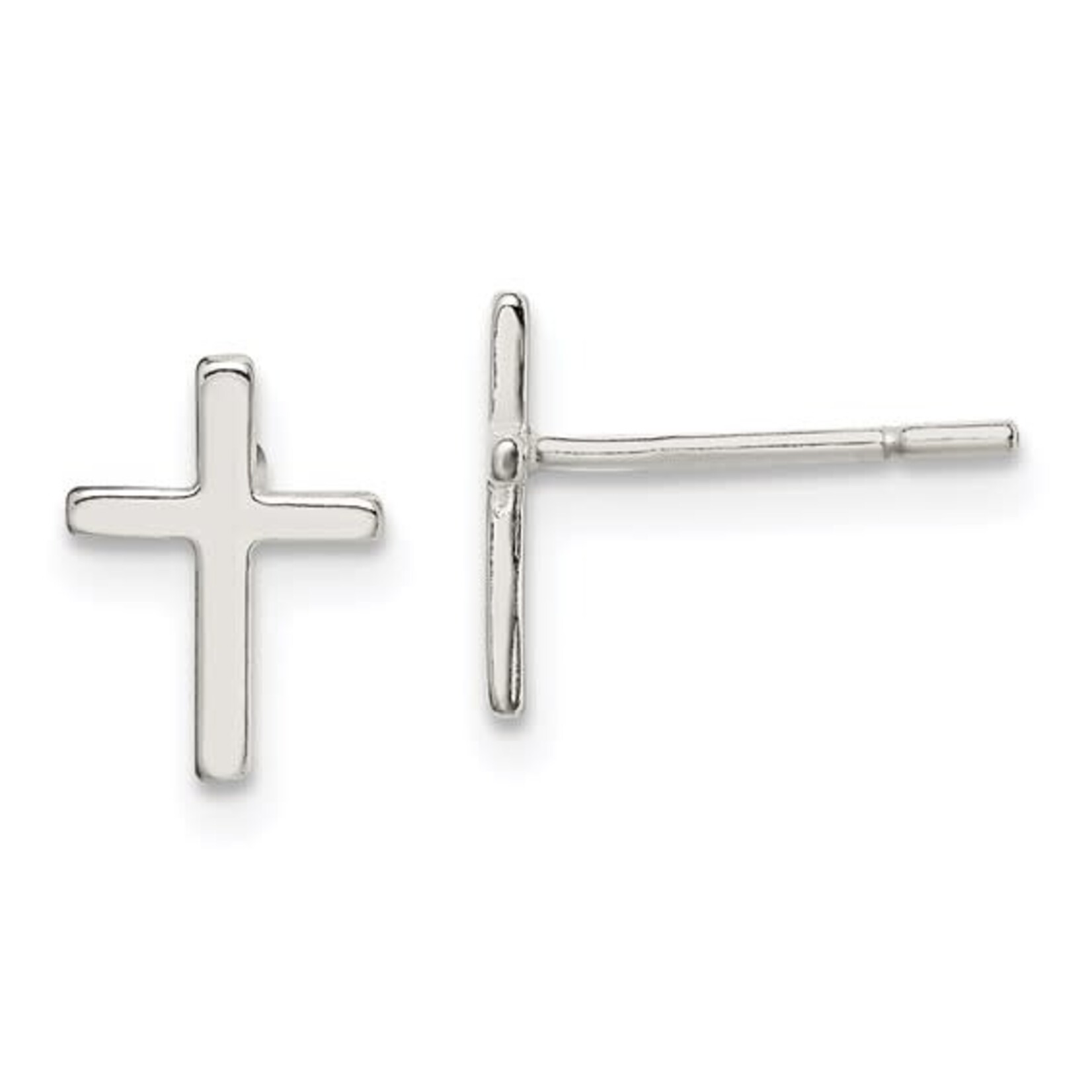 Sterling Silver Polished Latin Cross Post Earrings