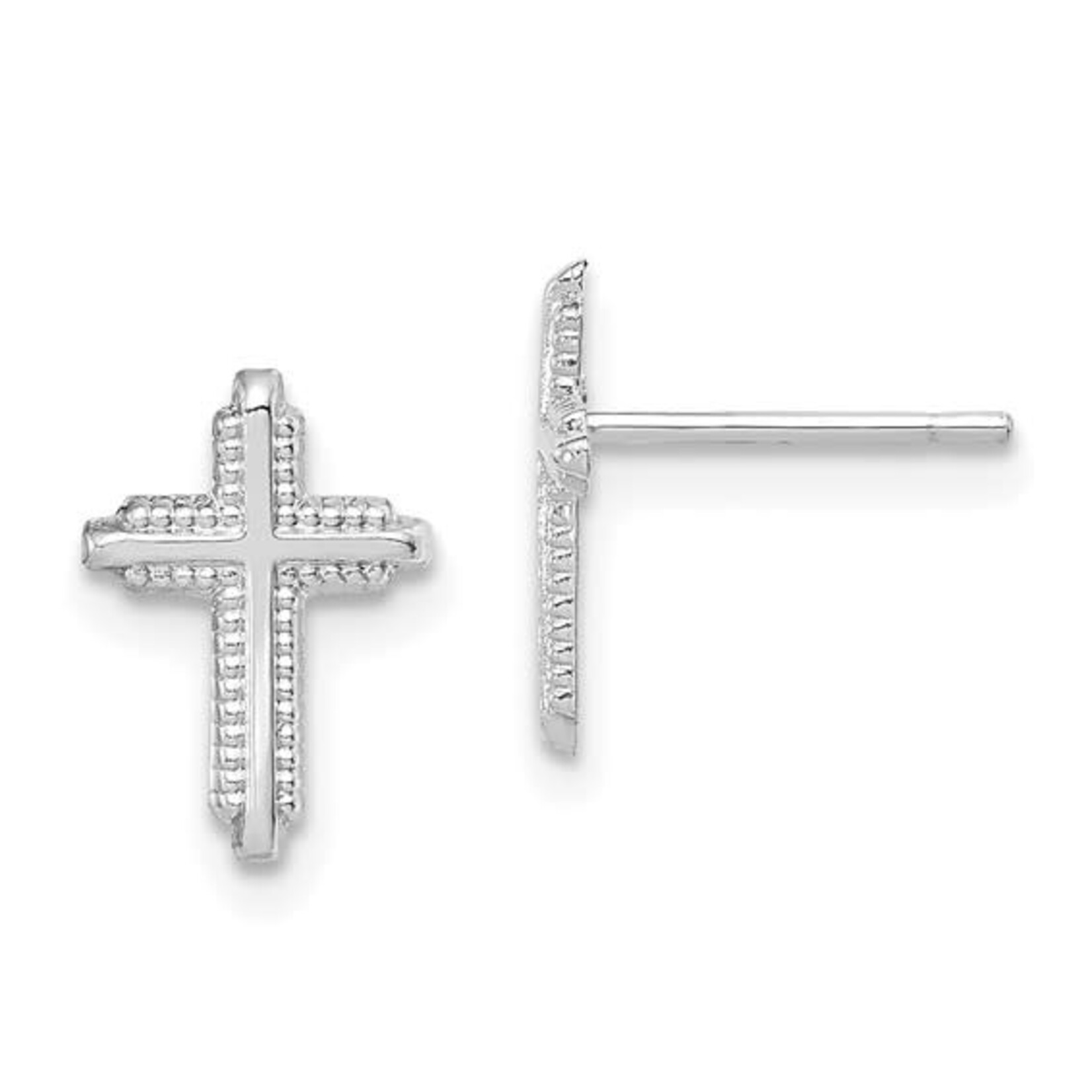 Quality Gold 10K White Gold Polished Cross Post Earrings