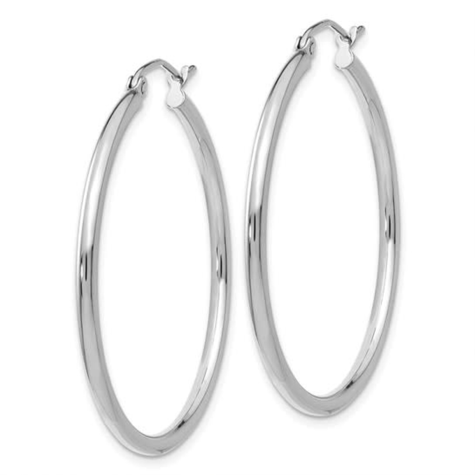 Quality Gold Inc. 14k White Gold Polished 2x35mm Lightweight Tube Hoop Earrings