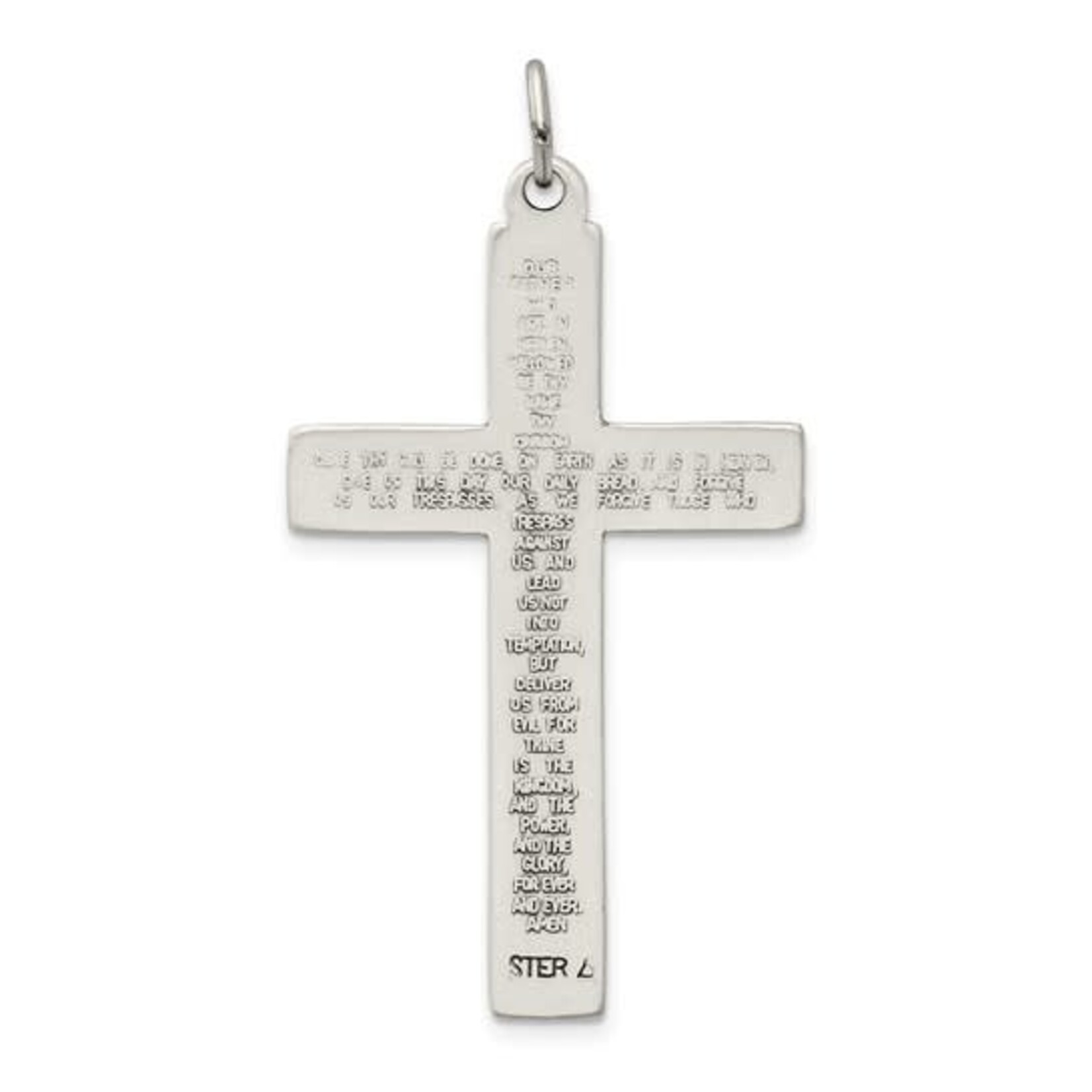 Sterling Silver Oxidized Cross w/ Prayer on Back Pendant