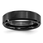 Quality Gold Inc. Black Ceramic Beveled Edge 6mm Brushed and Polished Band - Size 8