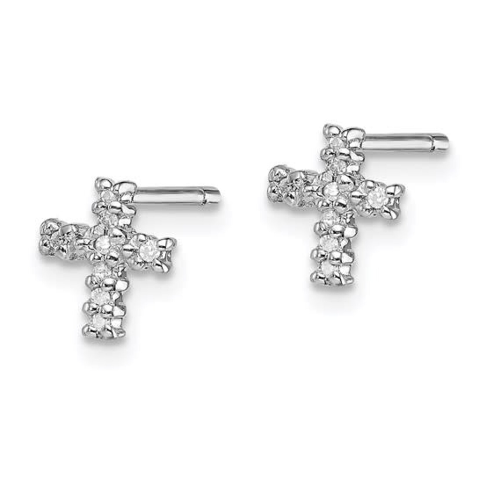 Quality Gold Inc. Sterling Silver Diamond Cross Post Earrings