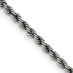 Quality Gold Sterling Silver Ruthenium 2.3mm Rope Chain 26"